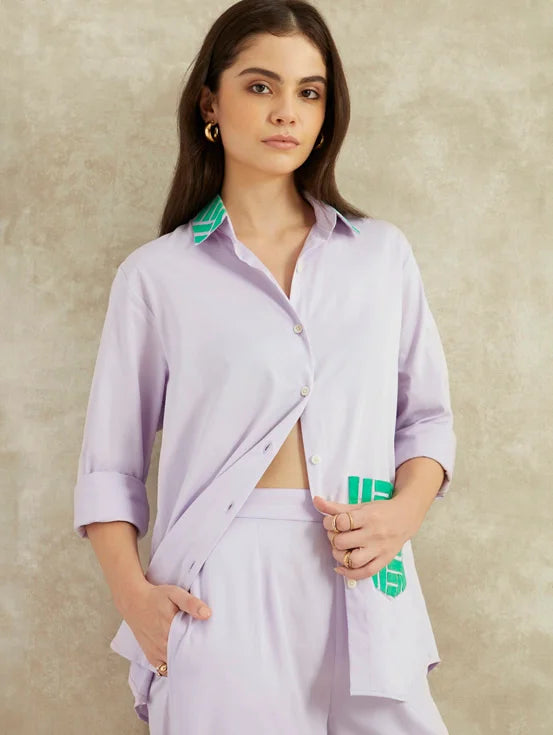 Full sleeves upcycled co-ord - Lilac (Set of two)