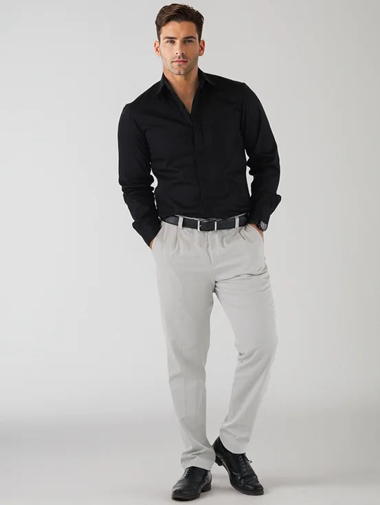 Premium Cotton Twill Slim Fit Shirt - Black