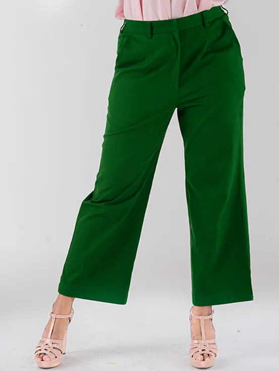 Bootcut Pants in Organic Cotton - Bottle Green