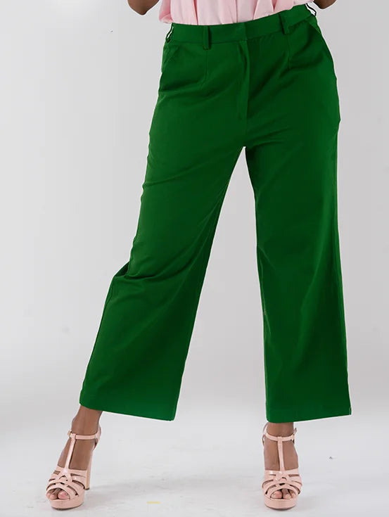 Bootcut Pants with Optional Hand Painted Overlay - Bottle Green