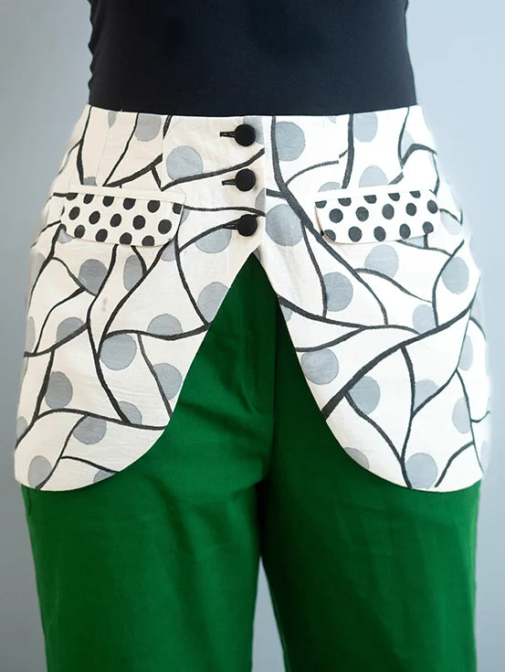 Bootcut Pants with Optional Hand Painted Overlay - Bottle Green