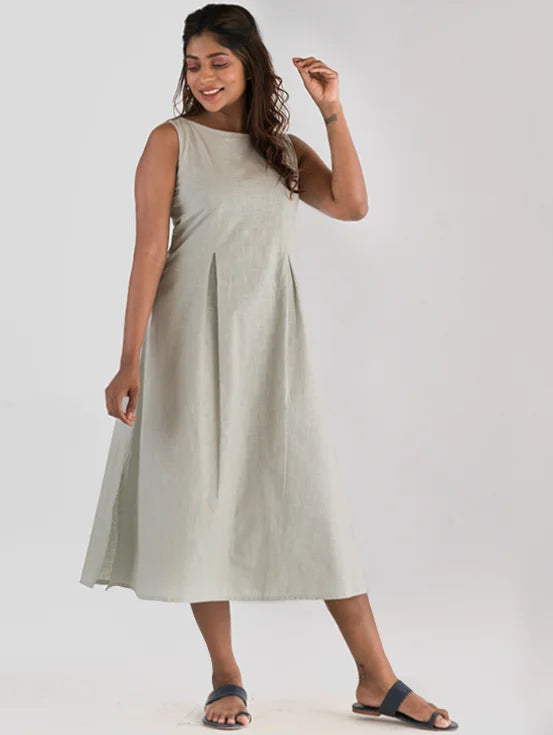 Pleated Dress - Pastel Grey