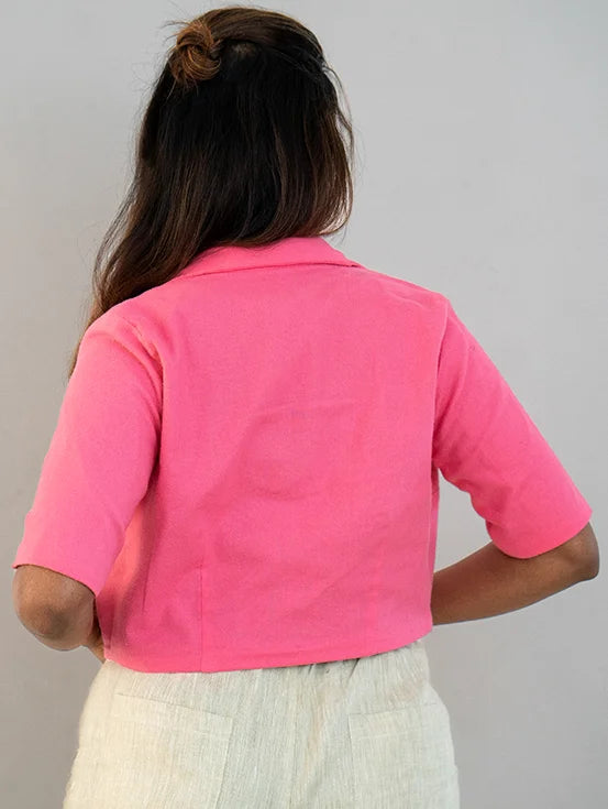 Reversible Cropped Jacket - Hot Pink