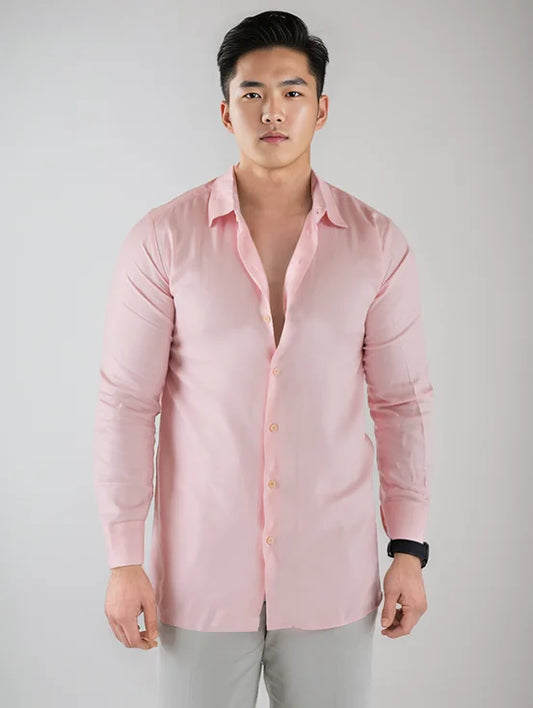 Viscose Full Slim Fit Shirt - Light Pink