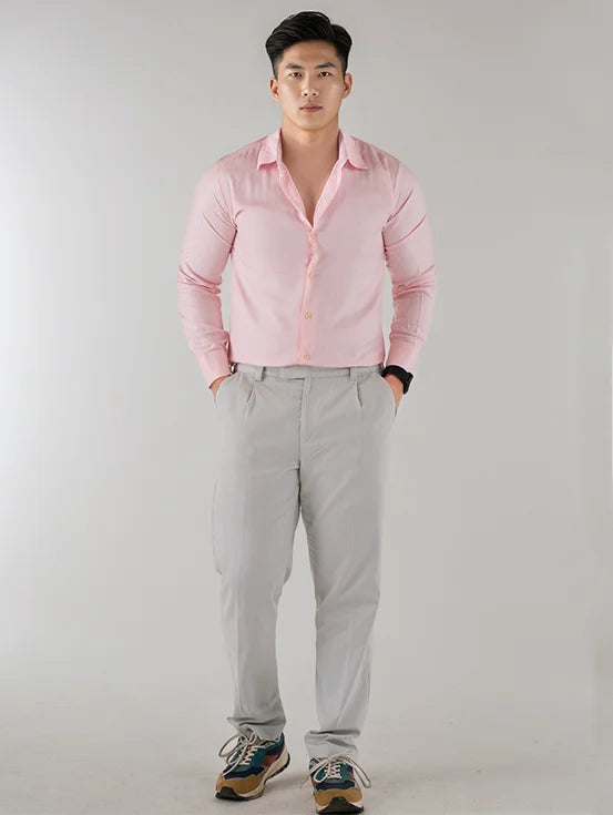 Viscose Full Slim Fit Shirt - Light Pink