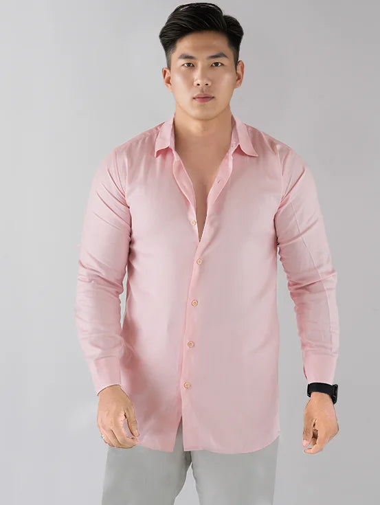 Viscose Full Slim Fit Shirt - Light Pink