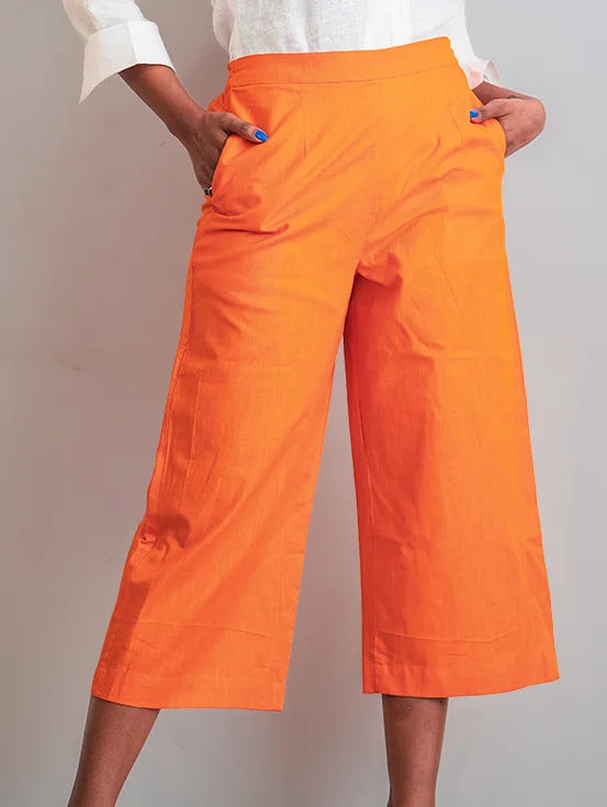 Wide-legged Culottes - Orange