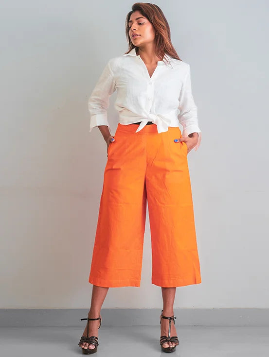 Wide-legged Culottes - Orange
