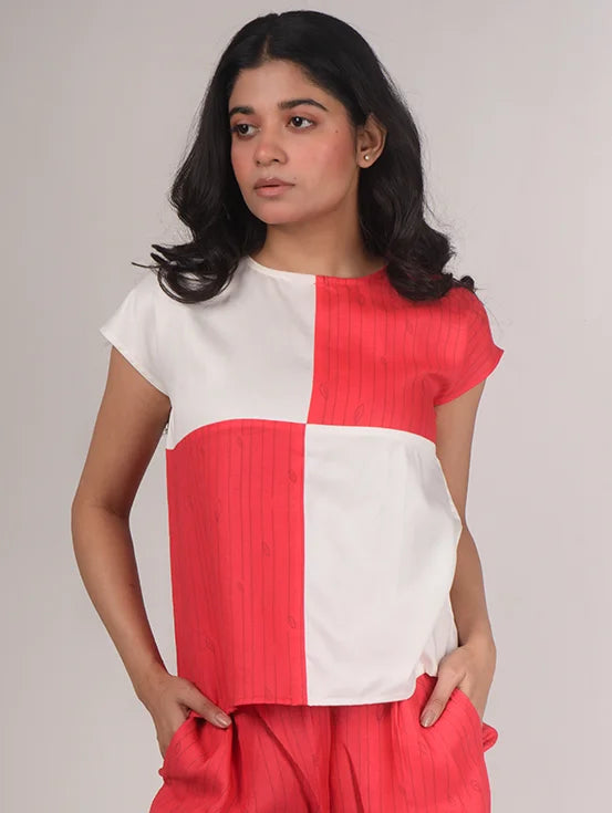 Colorblock top - Pink & White