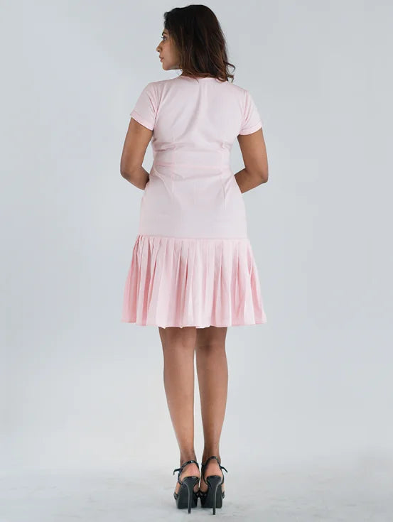 Button Down Dress in Organic Cotton - Light Pink