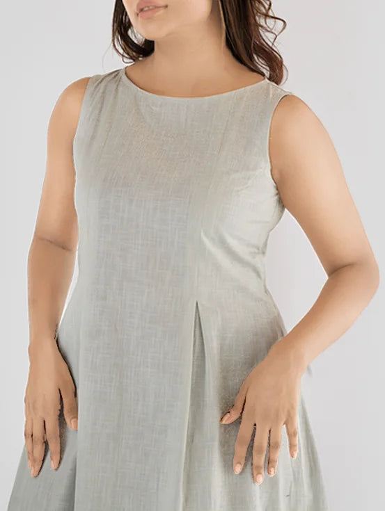 Pleated Dress - Pastel Grey