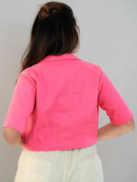 Reversible Cropped Jacket - Hot Pink