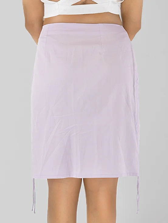 Ruched Drawstring Skirt - Pastel Lilac