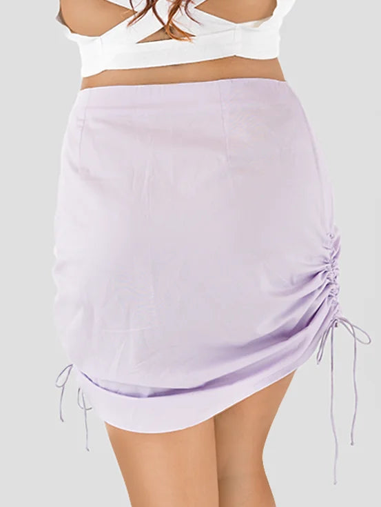 Ruched Drawstring Skirt - Pastel Lilac