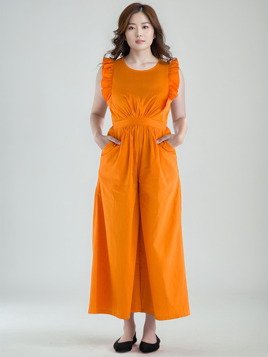 Ruffled Jumpsuit - Orange