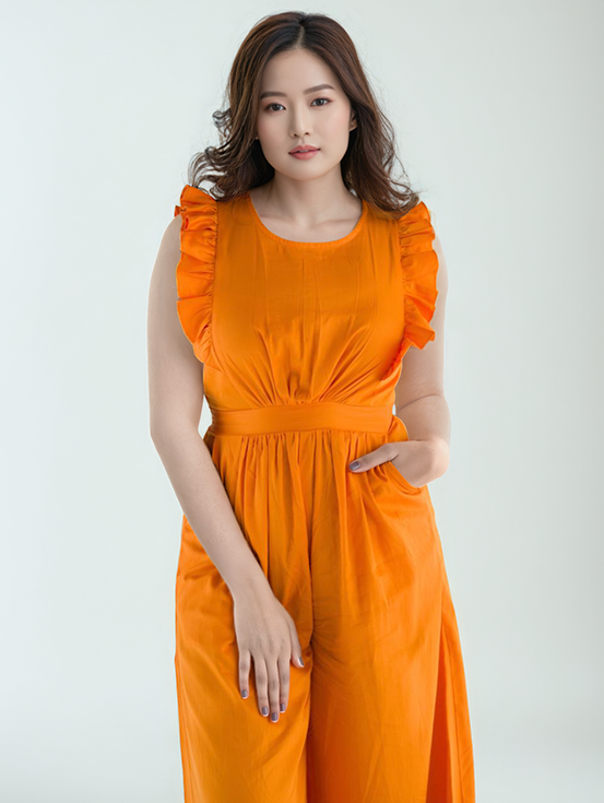 Ruffled Jumpsuit - Orange