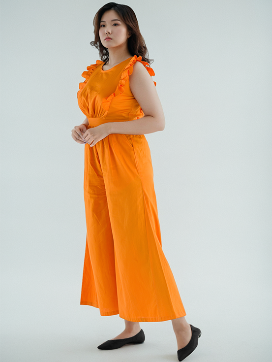 Ruffled Jumpsuit - Orange