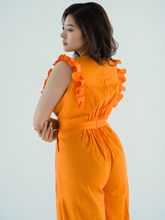 Ruffled Jumpsuit - Orange