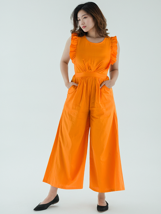 Ruffled Jumpsuit - Orange