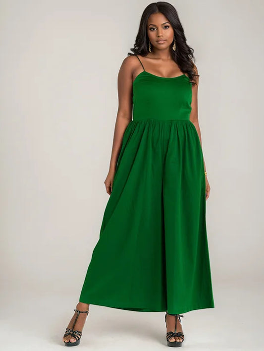 Strappy Criss-cross Jumpsuit - Bottle Green