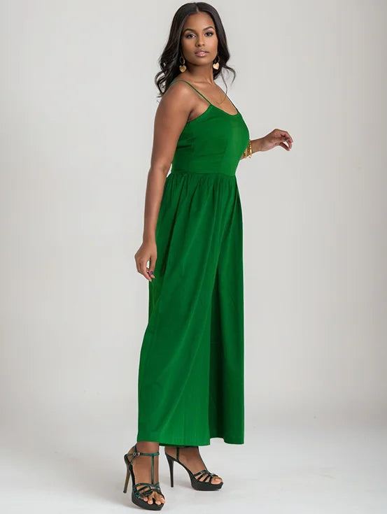 Strappy Criss-cross Jumpsuit - Bottle Green