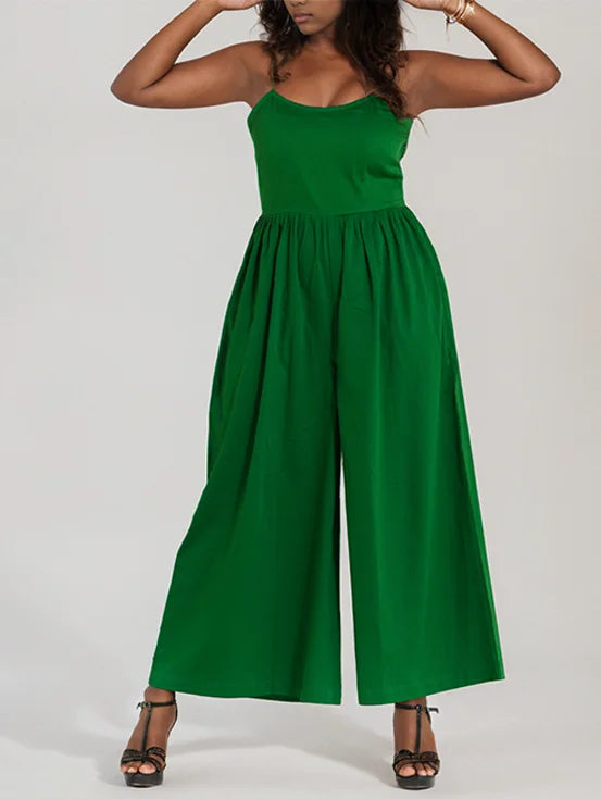 Strappy Criss-cross Jumpsuit - Bottle Green