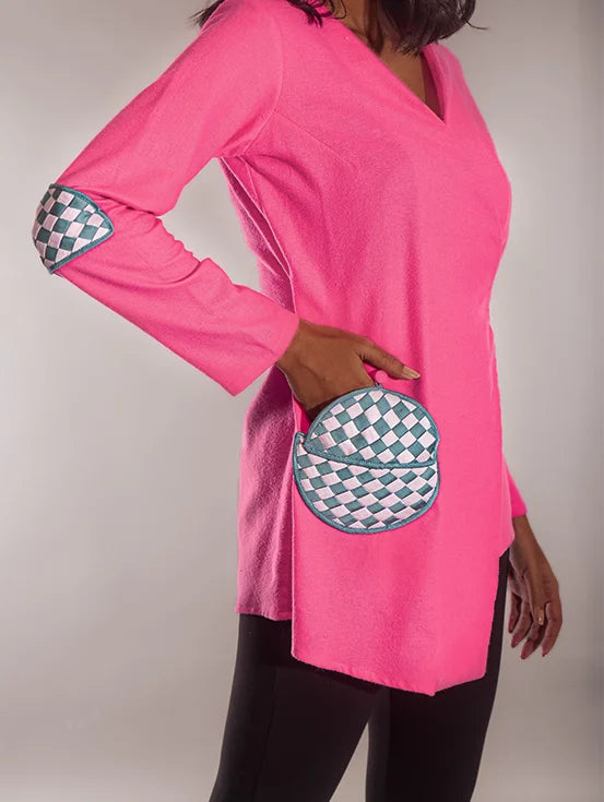 Upcycled Handwork Wrap Jacket - Hot Pink