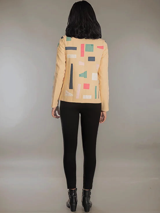 Upcycled Patch Jacket - Beige