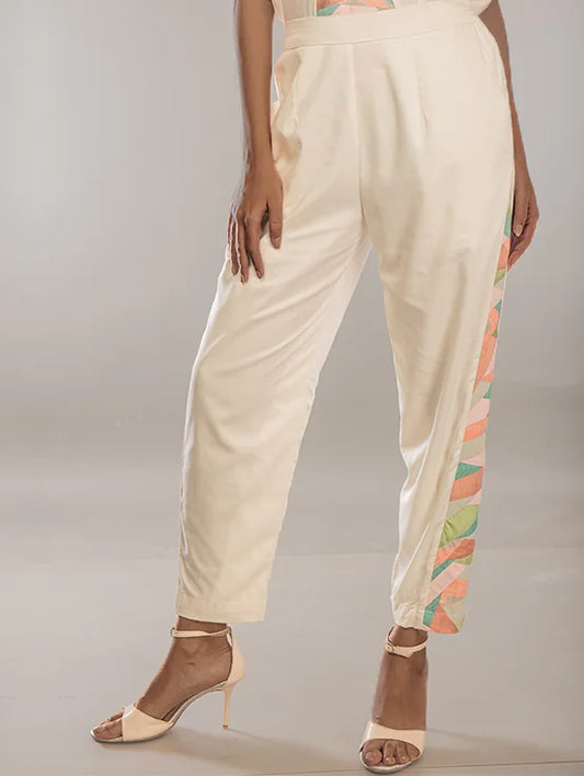 Upcycled Patchwork Trousers - White