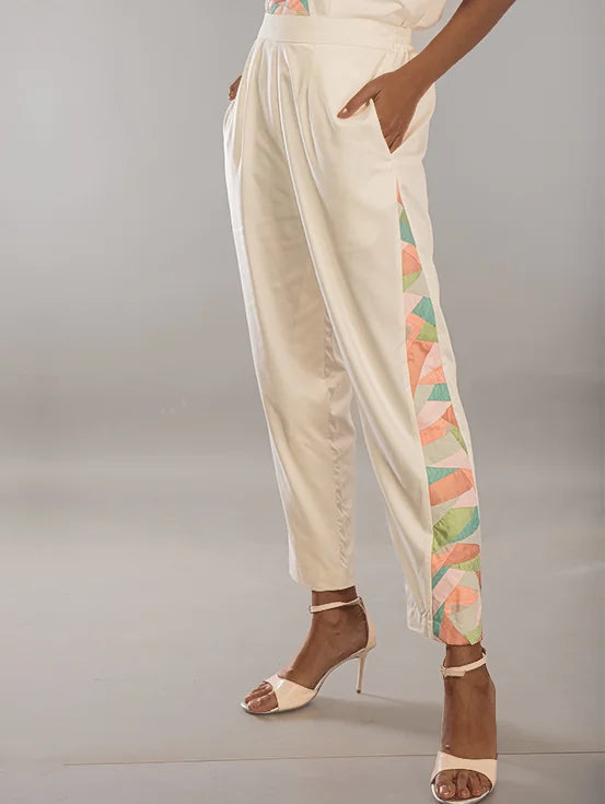 Upcycled Patchwork Trousers - White