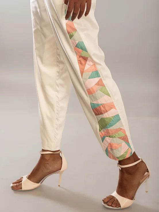 Upcycled Patchwork Trousers - White