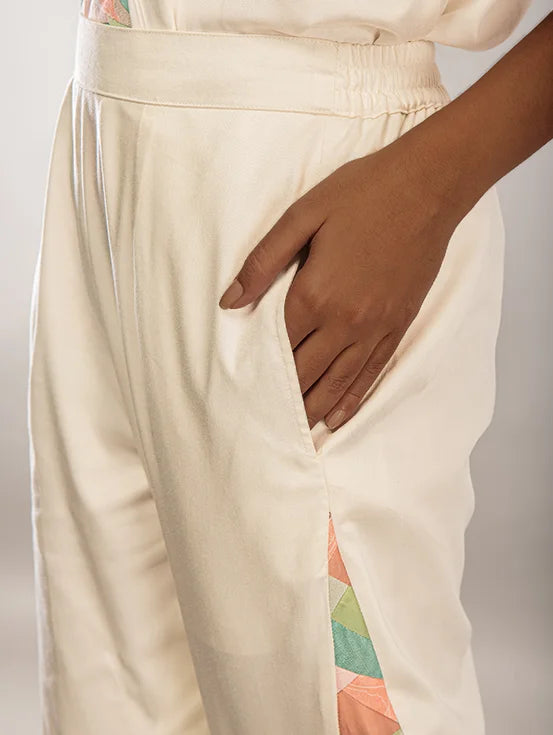 Upcycled Patchwork Trousers - White