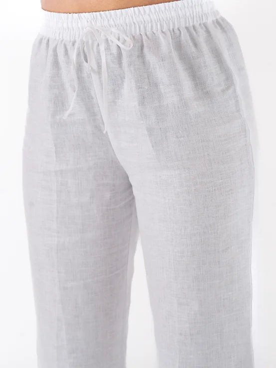 Hemp Wide Legged Trousers - White