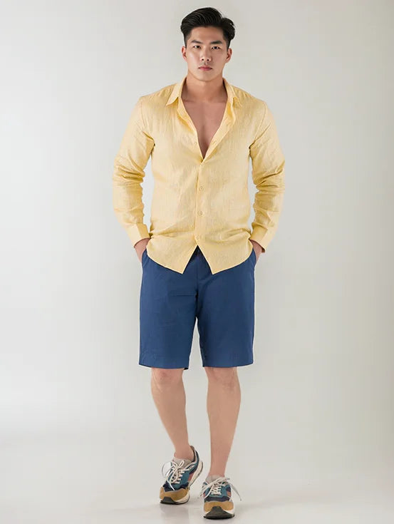 Premium Hemp Slim Fit Shirt - Pastel Yellow