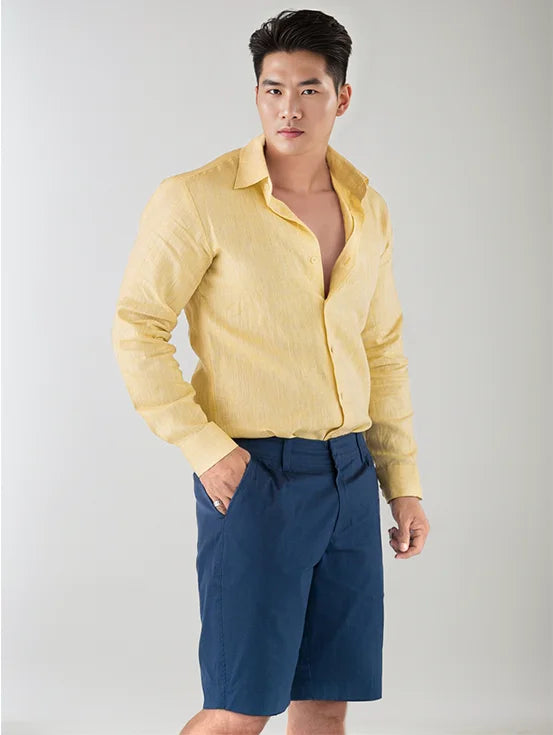 Premium Hemp Slim Fit Shirt - Pastel Yellow