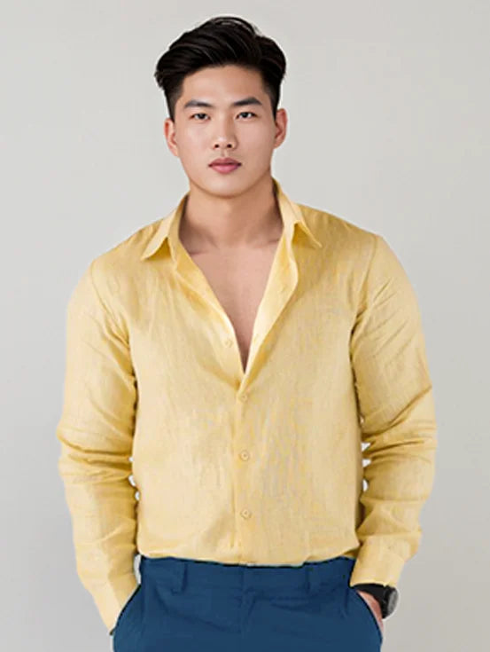 Premium Hemp Slim Fit Shirt - Pastel Yellow